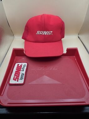Vintage Sonic Drive In Lot Snapback Hat, Car Food Tray, Patch